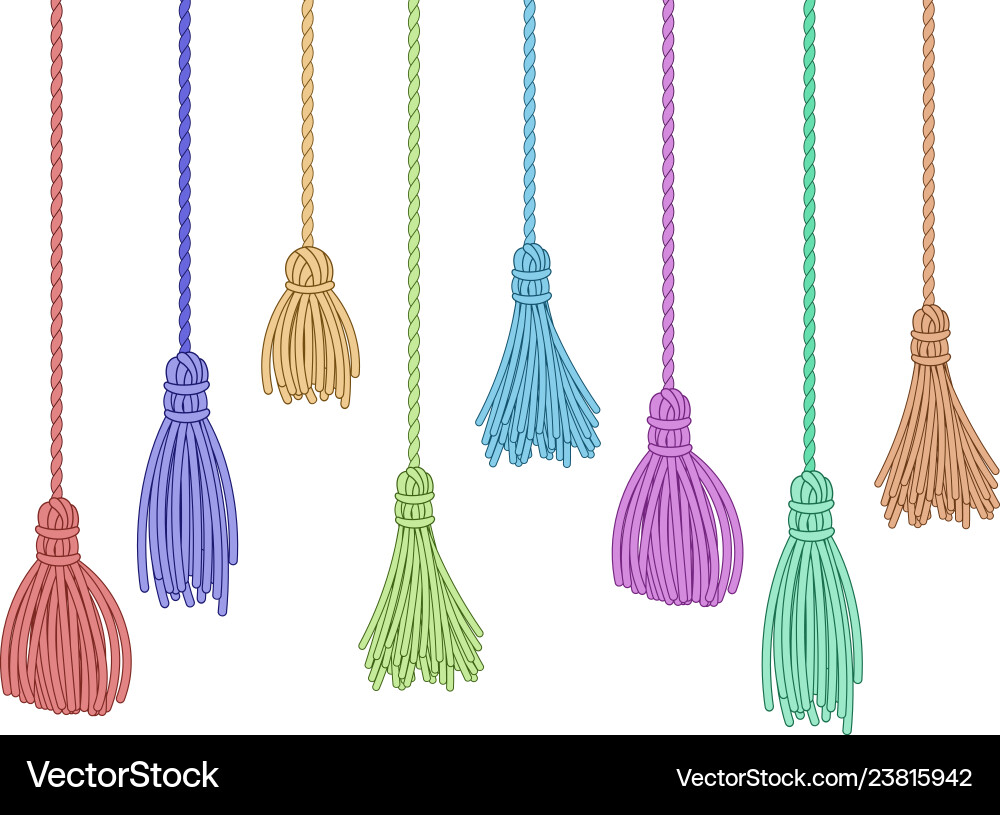 Tassel trim fabric curtain tassels fringe bunch Tassel trim fabric curtain tassels fringe bunch vector image