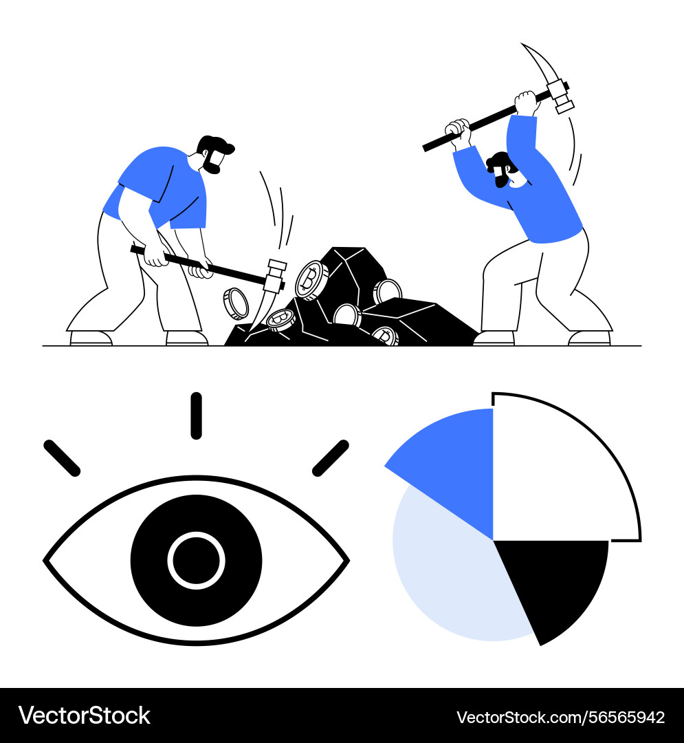 Workers mining resources and data analysis Workers mining resources and data analysis vector image