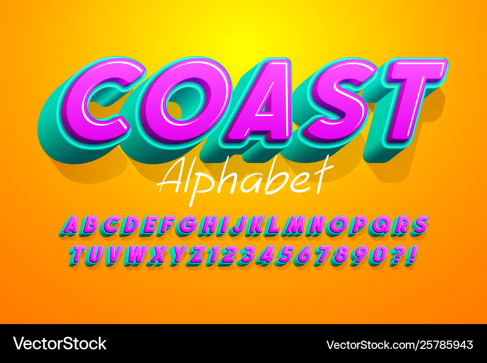 Colorful 3d display font design alphabet letters Colorful 3d display font design alphabet letters vector image
