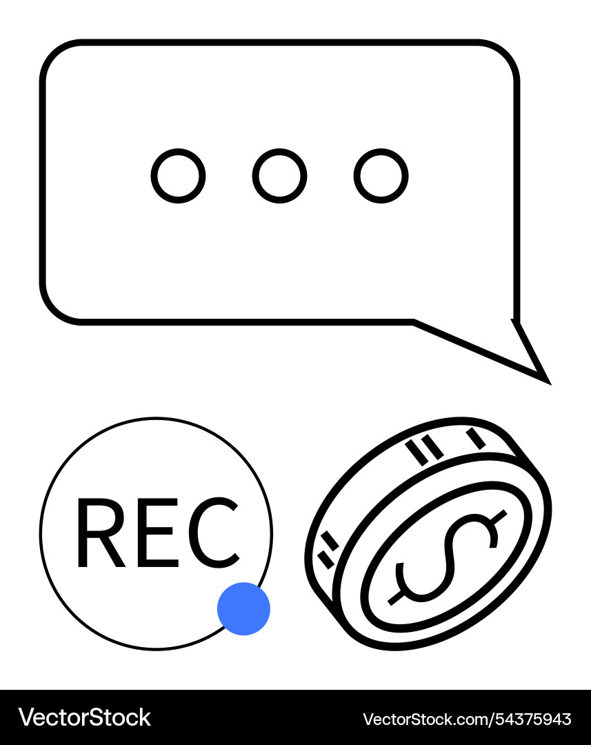 Conversation message coin and recording symbol Vector Image