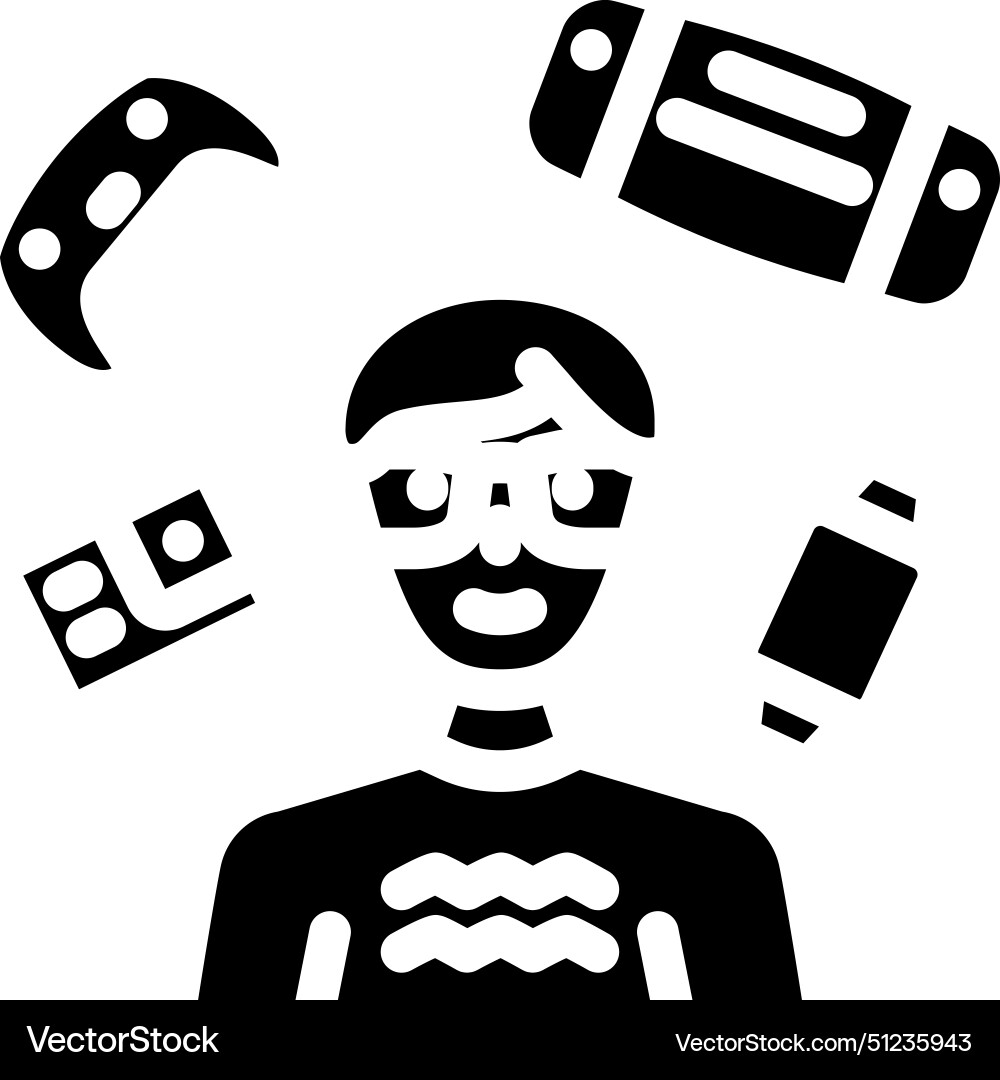 Gadget geek tech enthusiast glyph icon vector image