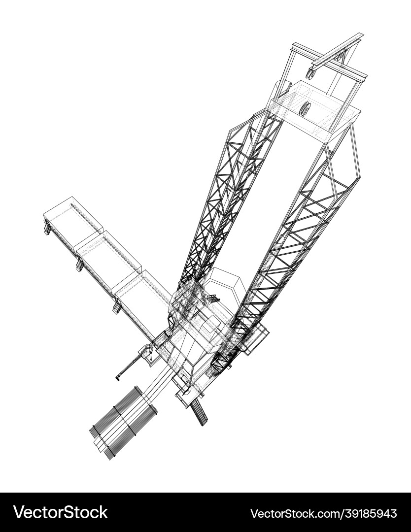 Öl-Rig-Rendering von 3d Draht-Rahmen-Stil Öl-Rig-Rendering von 3d Draht-Rahmen-Stil vektorbild
