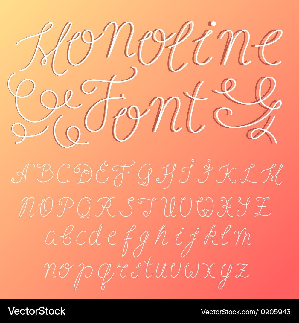 Monoline modern font script made one line vector image