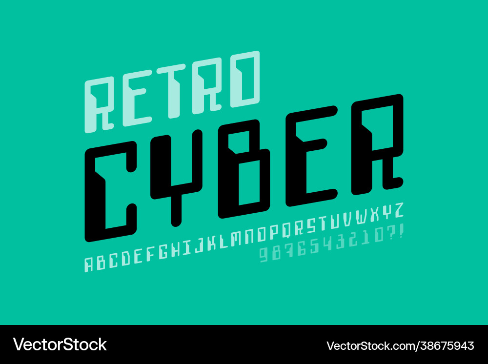 Retro Computer Font - 80s Style vector image