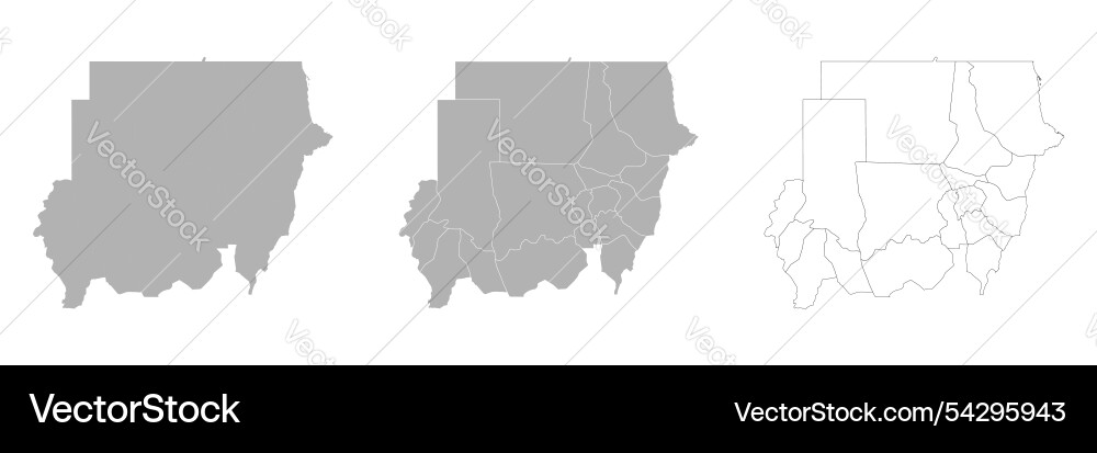 Set of sudan maps with main map and regional Vector Image