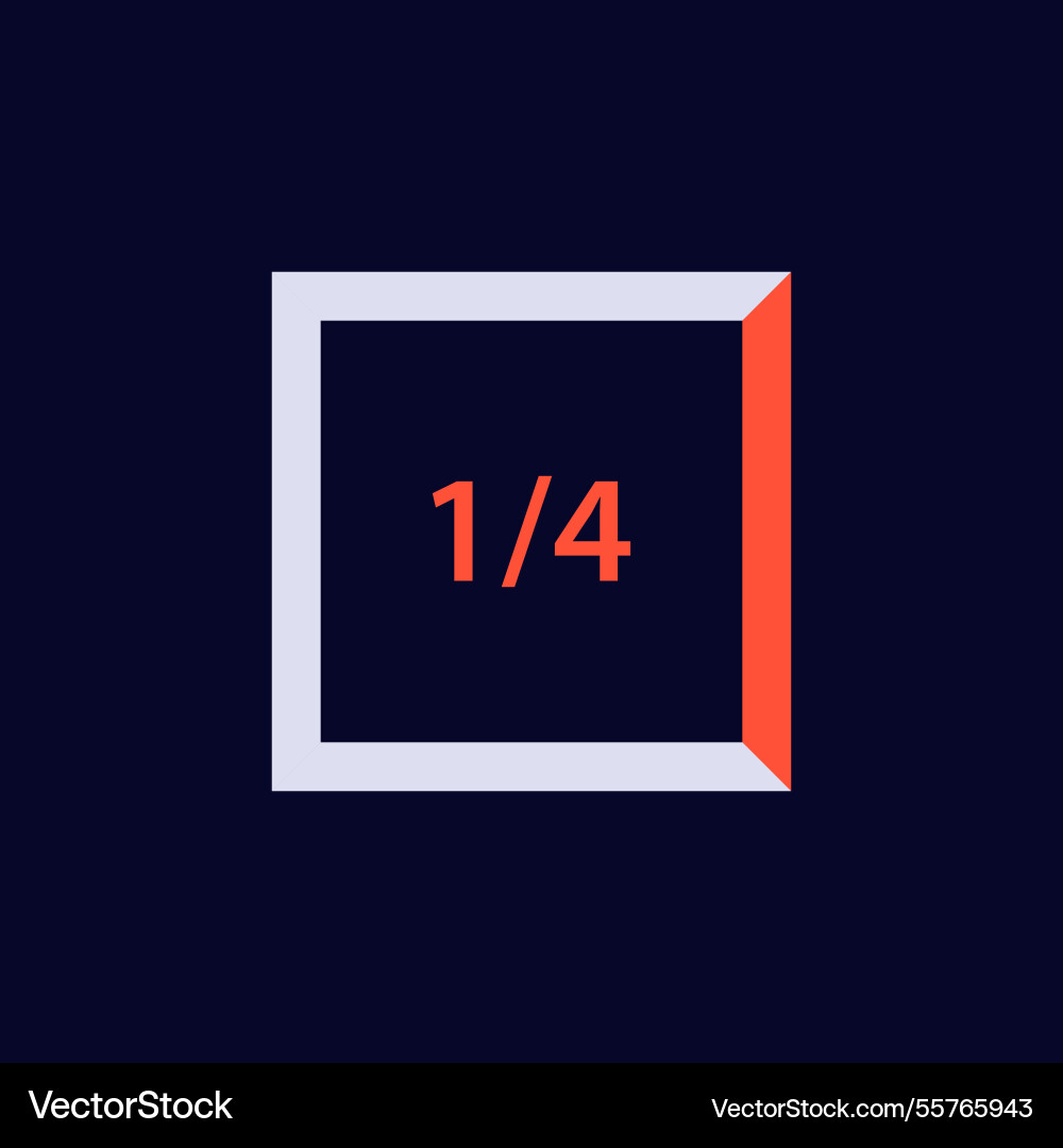 Square clock icon with quarter red indicator vector image