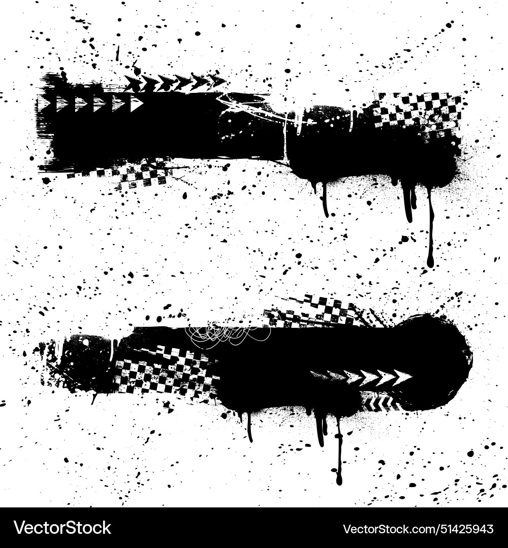 Two race black grunge frames Royalty Free Vector Image