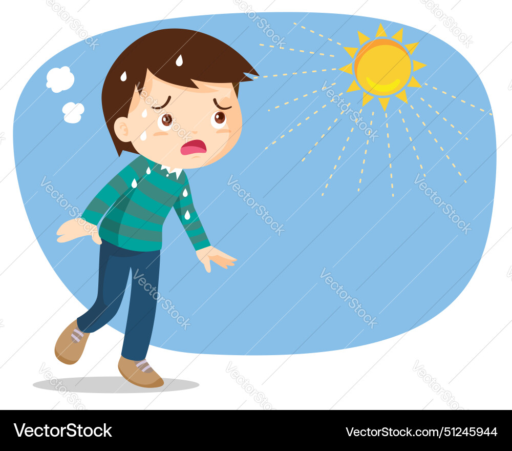 Boy too hot thirsty from heat of the summer sun vector image