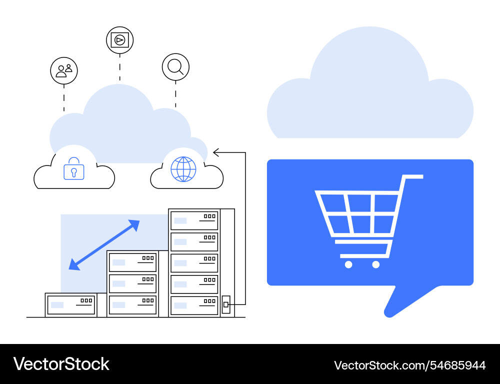 Cloud computing for e-commerce data storage Cloud computing for e-commerce data storage Vector Image