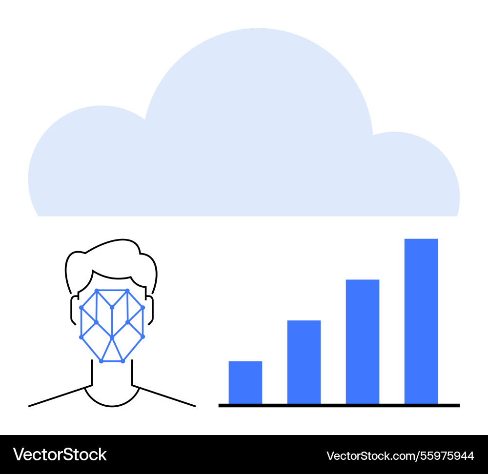 Face recognition technology linked to cloud Face recognition technology linked to cloud vector image