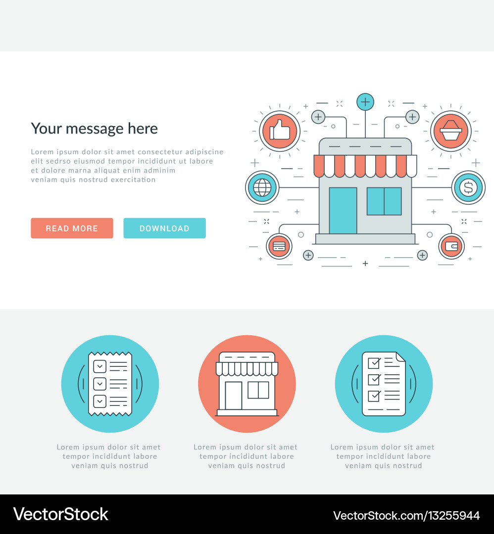 Flat line business concept web site header vector image