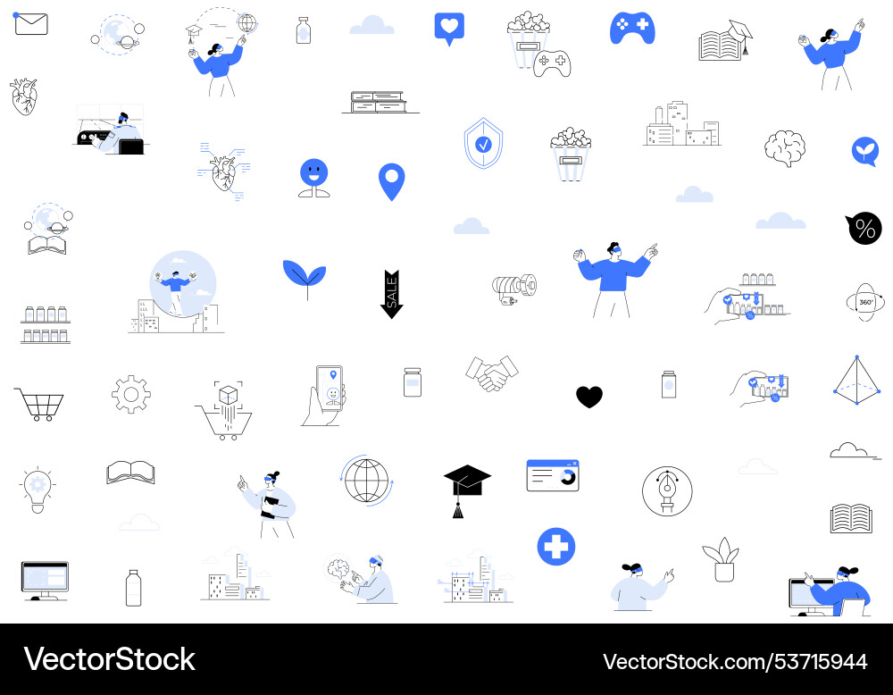 Multiple mixed reality concepts featuring ar vr Multiple mixed reality concepts featuring ar vr vector image