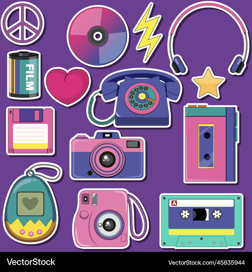 Retro Objekte und Elemente Set Retro Objekte und Elemente Set vektorbild