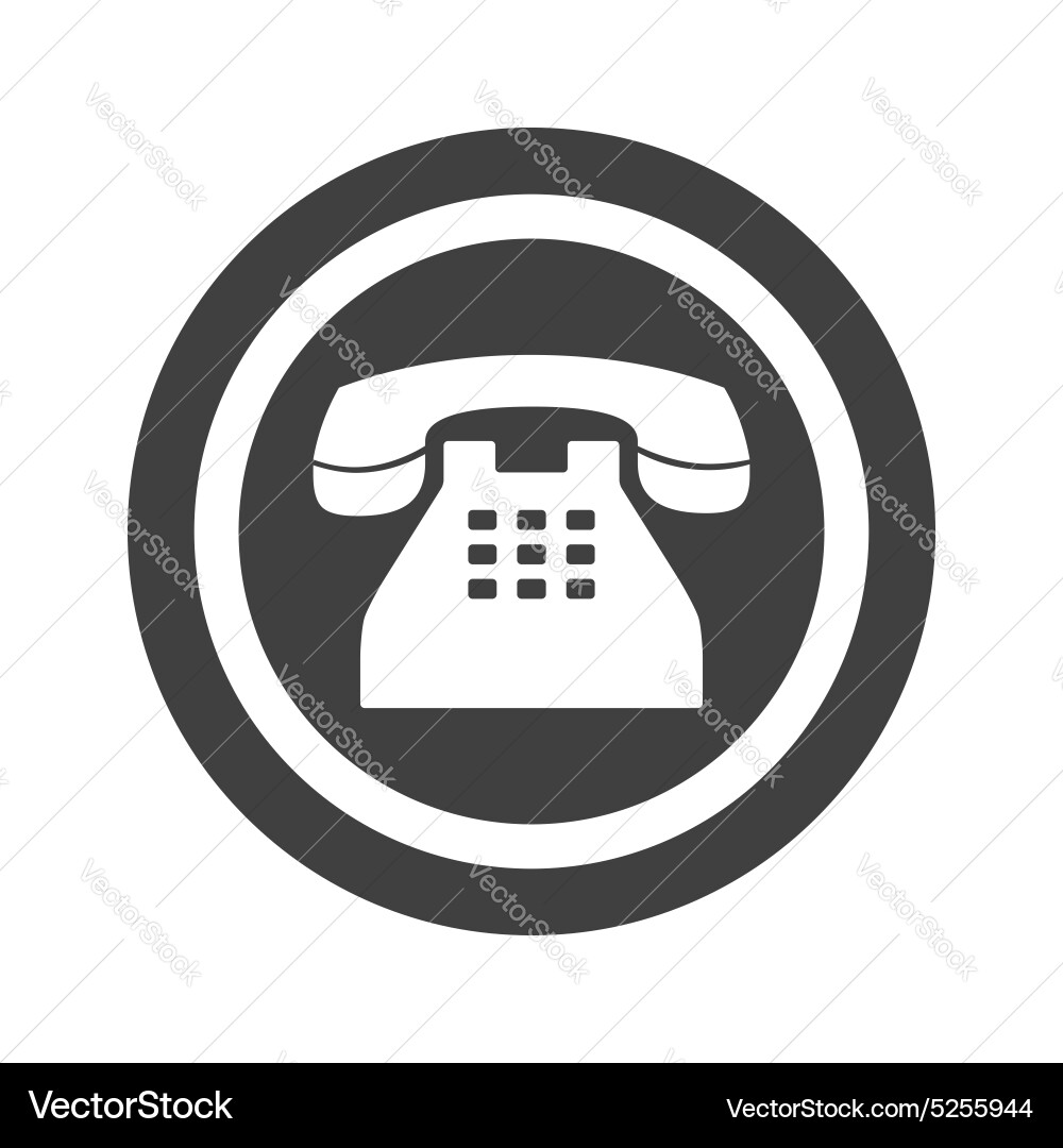 Round black phone sign Royalty Free Vector Image