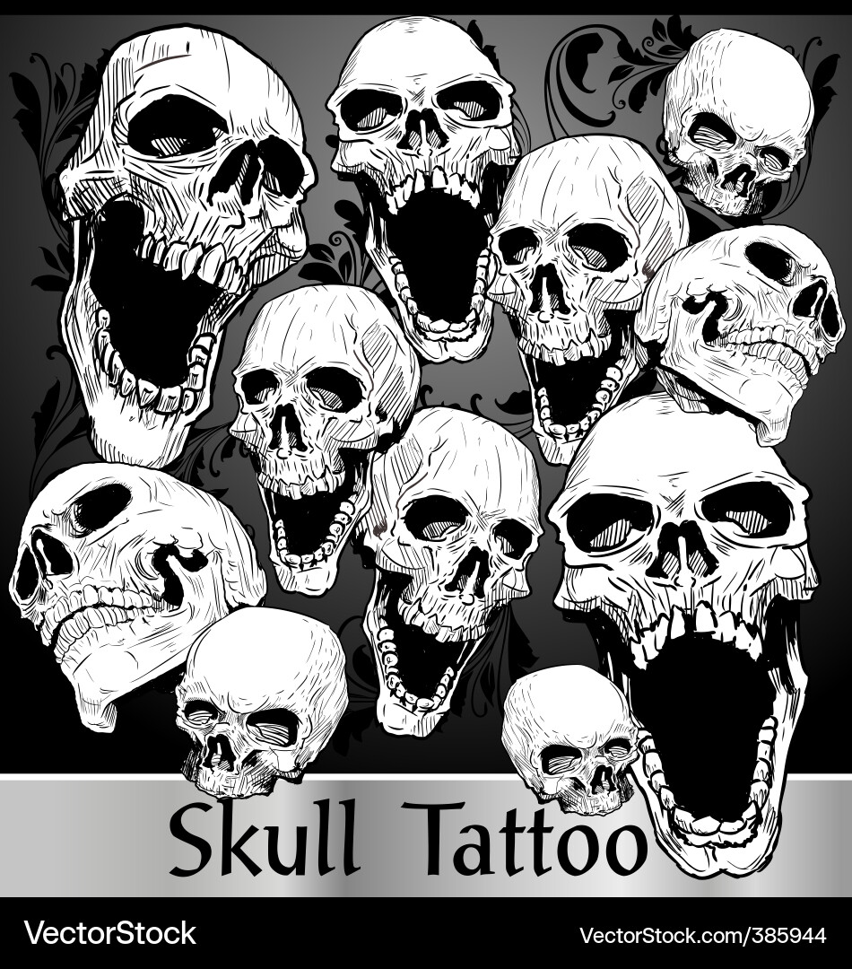 Skull Tattoo Art Print vector image