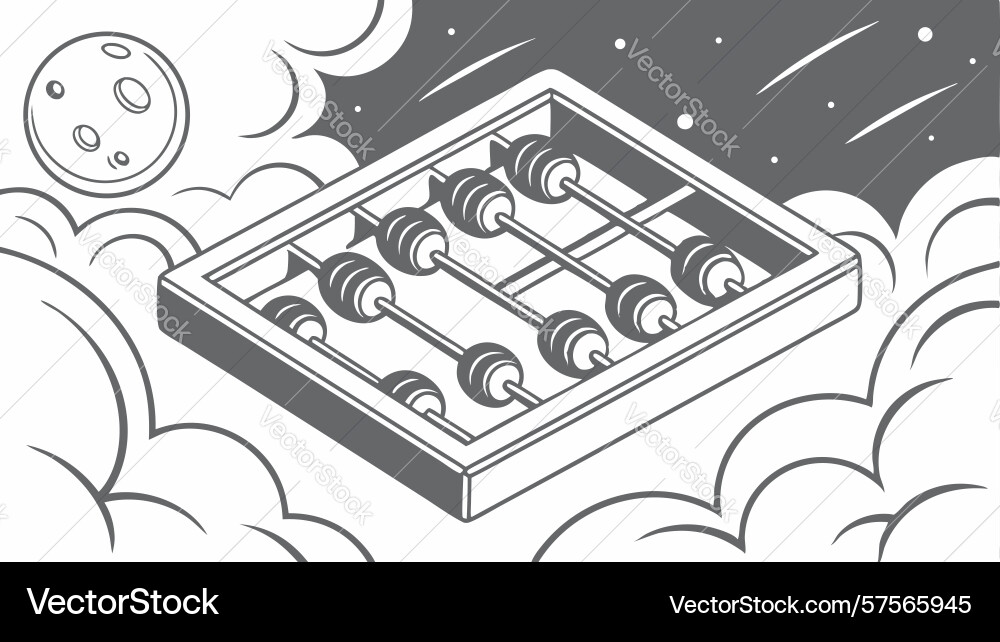 Abacus in zero gravity with cosmic elements Vector Image