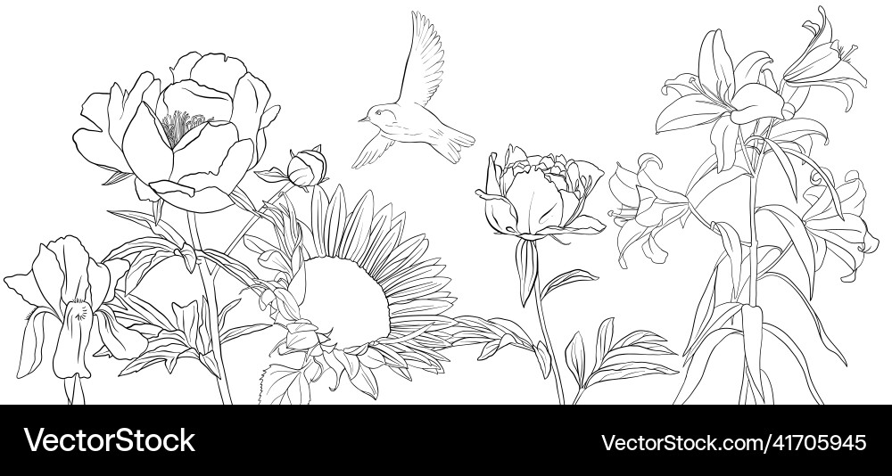 Drawing natural background with flowers Drawing natural background with flowers Vector Image