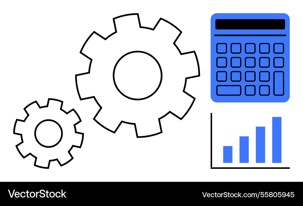Gears calculator and graph highlighting Vector Image
