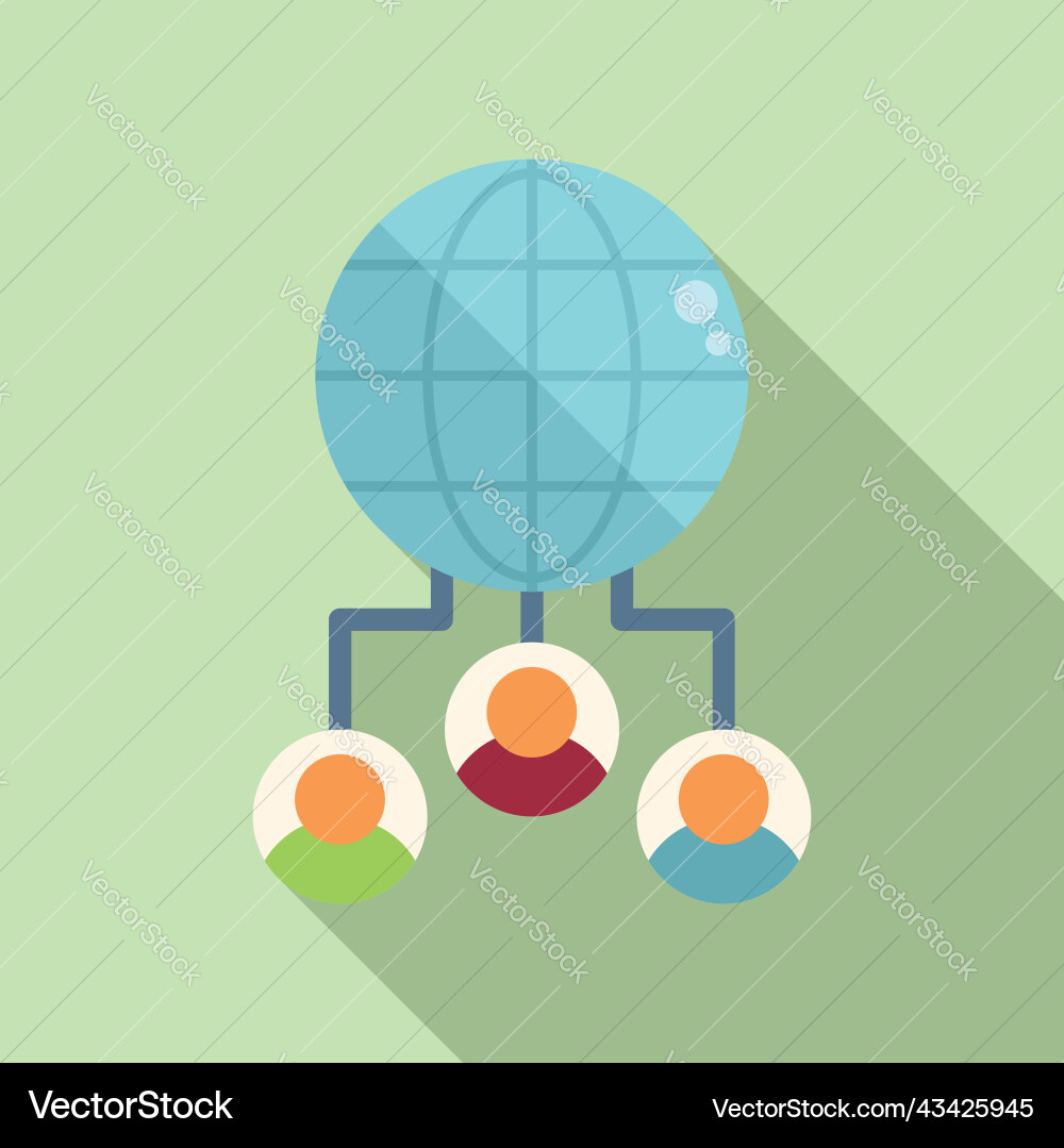 Global customer database icon flat crm Global customer database icon flat crm vector image
