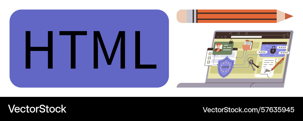 Html coding concept with laptop interface Html coding concept with laptop interface vector image