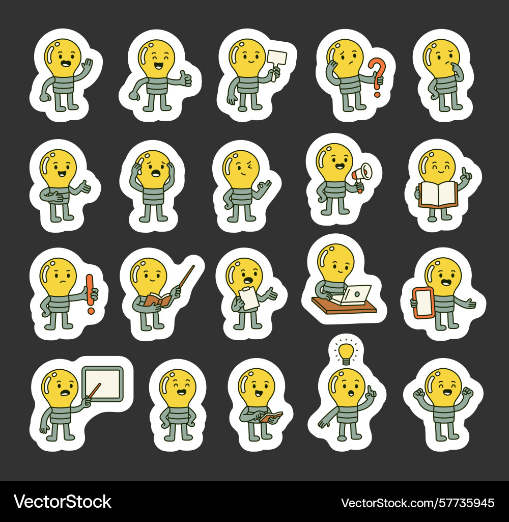 Light bulb guide character set Vector Image