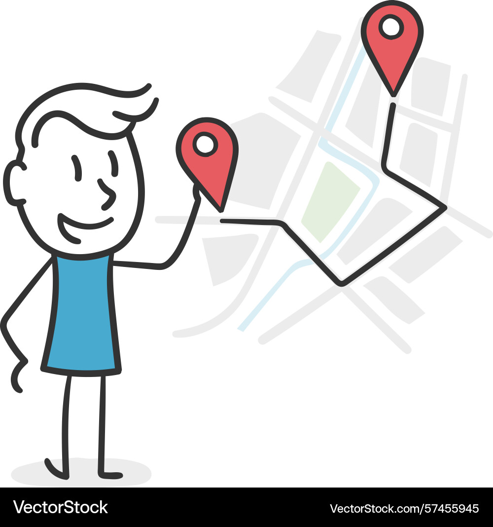 Man planning route on a map concept of navigation Man planning route on a map concept of navigation vector image