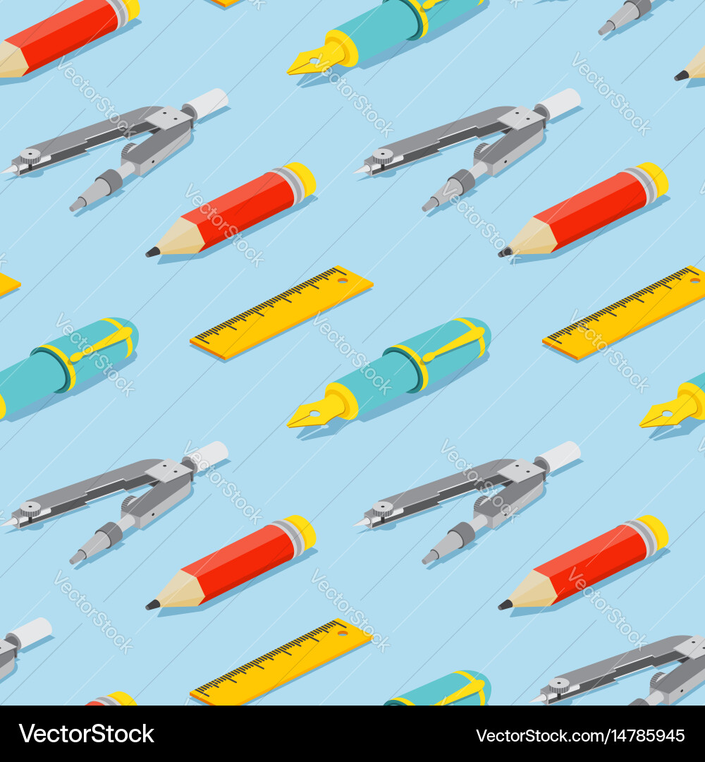 Seamless pattern with isometric pair of compasses Vector Image