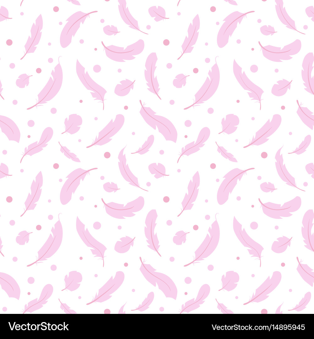 Seamless pattern with pink feathers vector image
