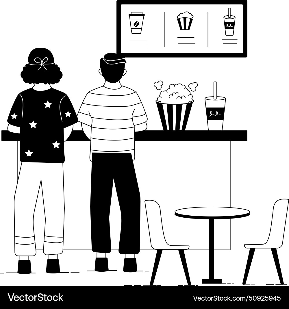 Street Cafe Linear Royalty Free Vector Image Vectorstock