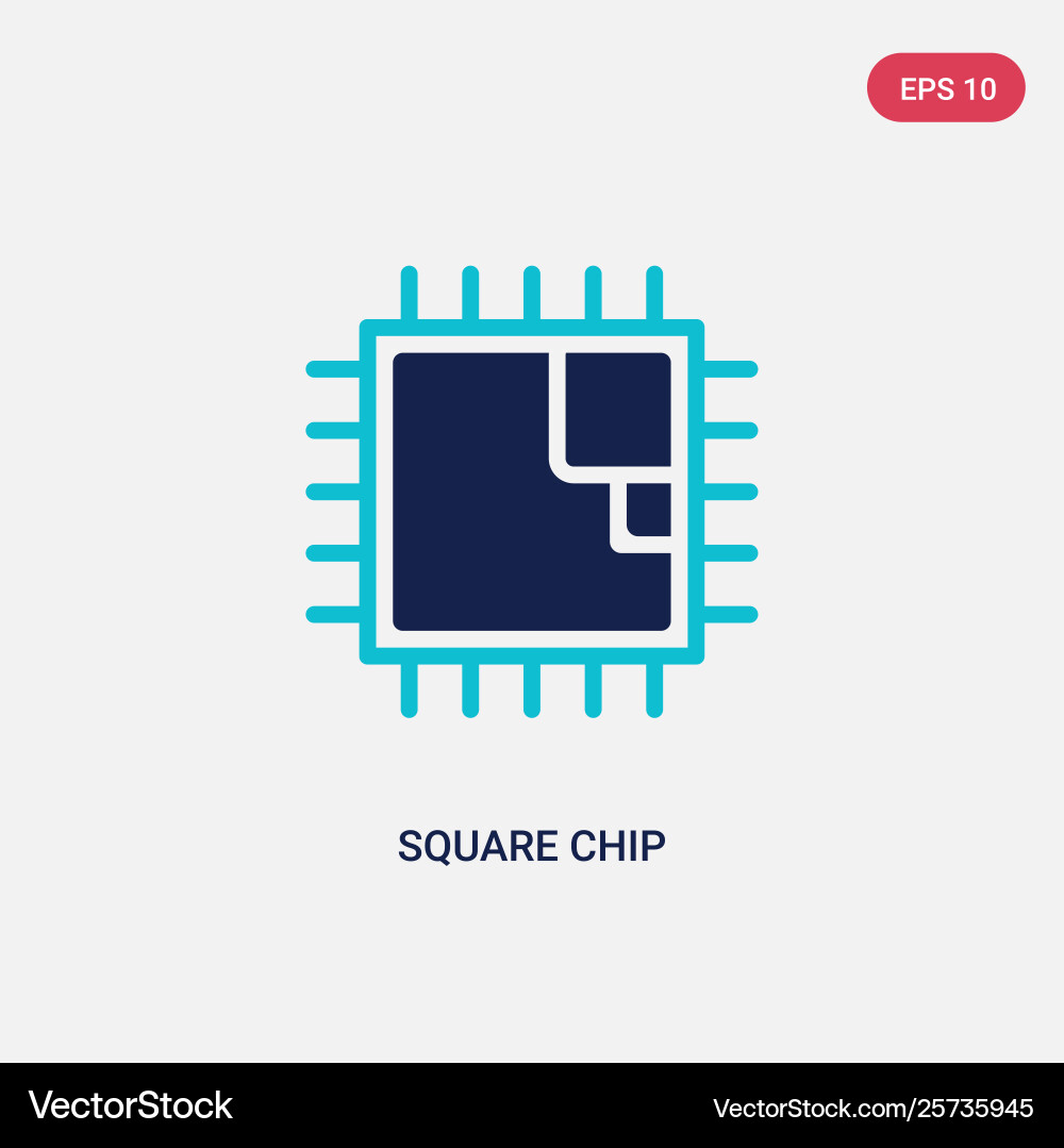 Two color square chip icon from computer concept vector image