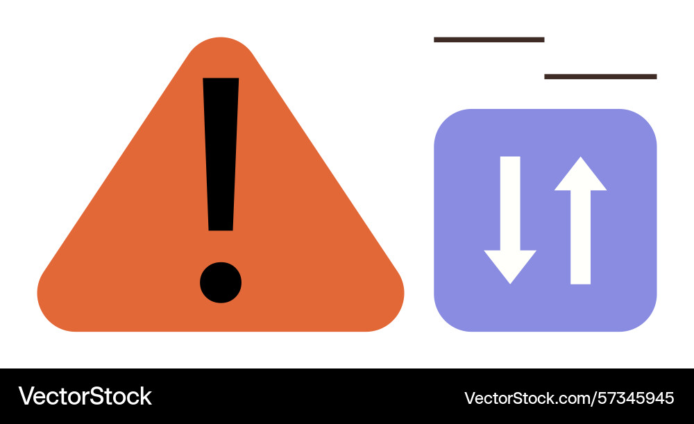 Warning icon with exclamation mark and data Warning icon with exclamation mark and data Vector Image