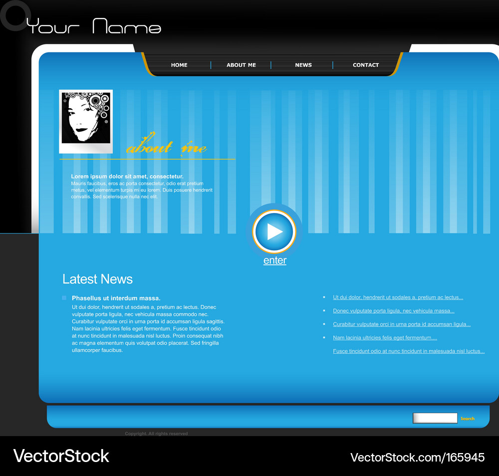 Website template with photo Vector Image