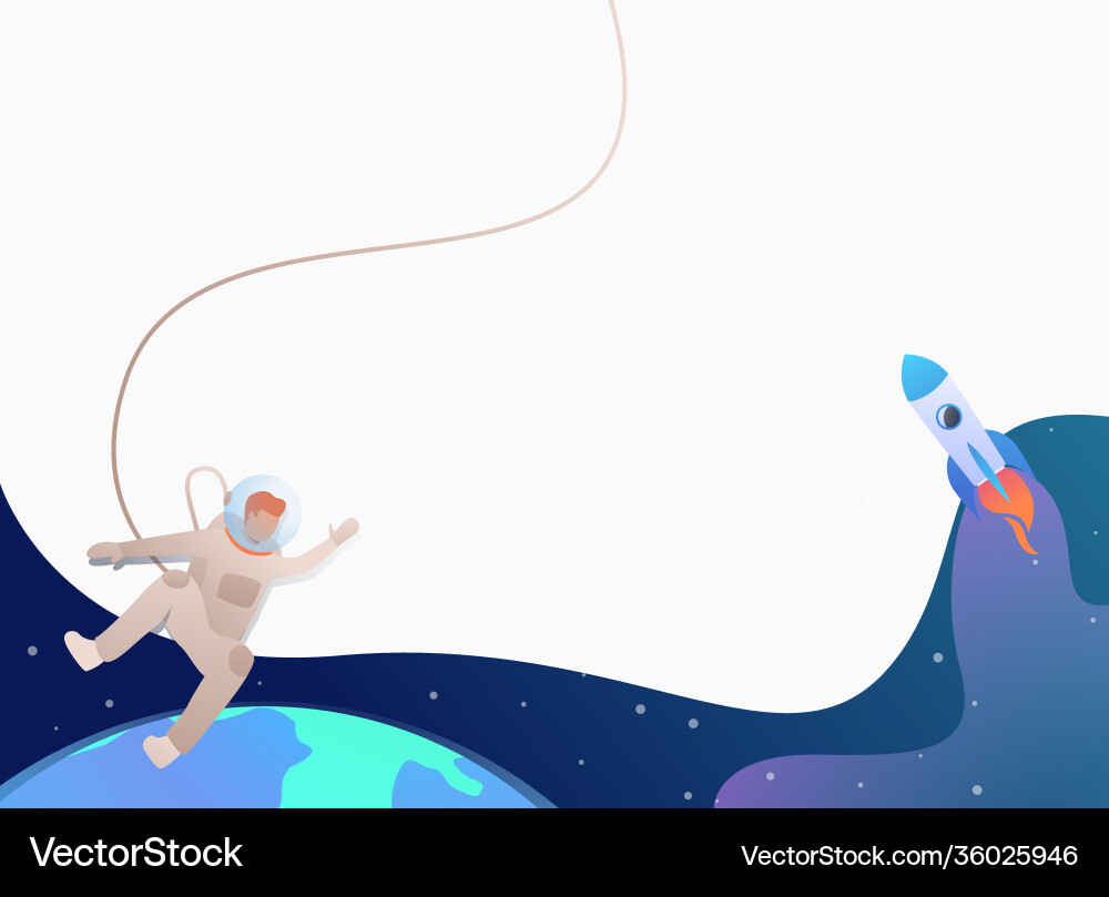 Astronaut schwimmend in Freiraum und Rakete Astronaut schwimmend in Freiraum und Rakete vektorbild