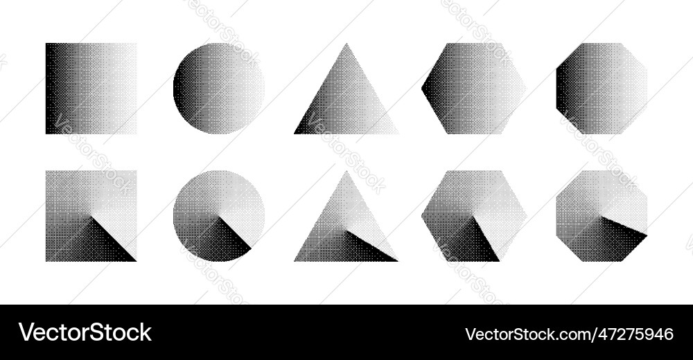 Basic geometric shapes with bitmap dither Basic geometric shapes with bitmap dither vector image