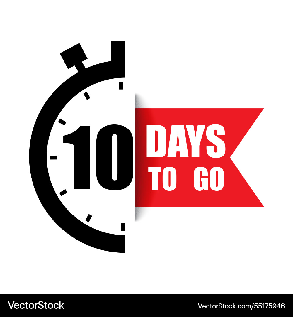 Countdown timer icon number ten highlight 10 days Countdown timer icon number ten highlight 10 days vector image