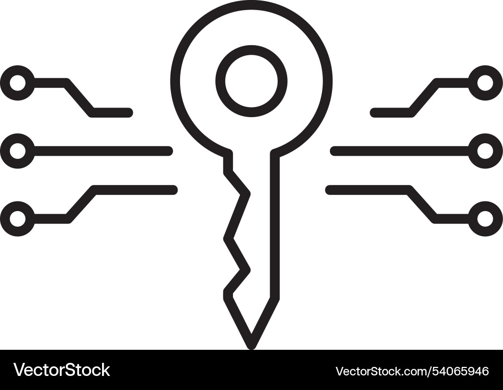 Digital key line icon design vector image