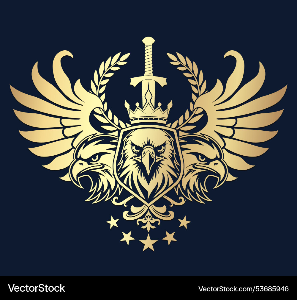 Eagle hetaldry logo with shield sword wings crown – Royalty-Free Vector |  VectorStock, image size:1000x1008