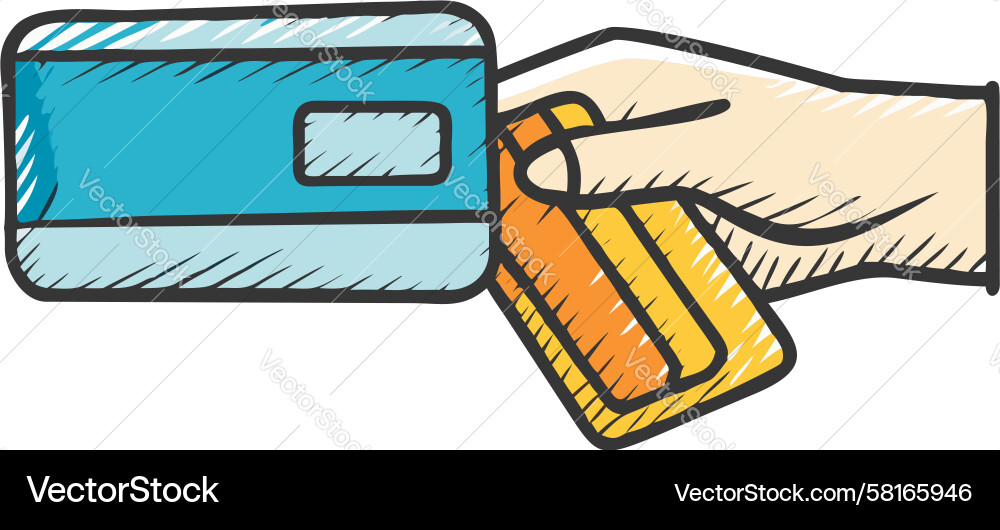 Hand Inserting Card into Terminal Vector Image