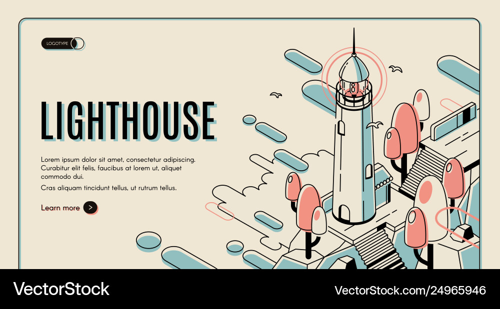Lighthouse building on retro colored background Vector Image