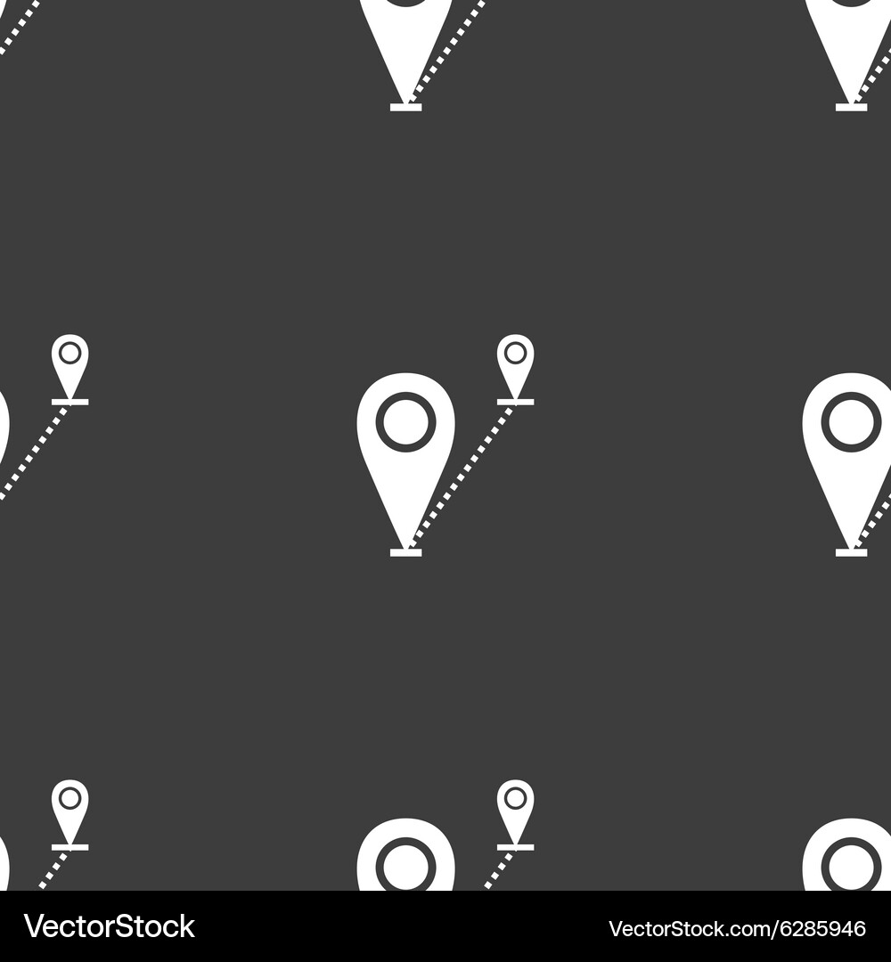 Map pointer icon sign seamless pattern on a gray Vector Image