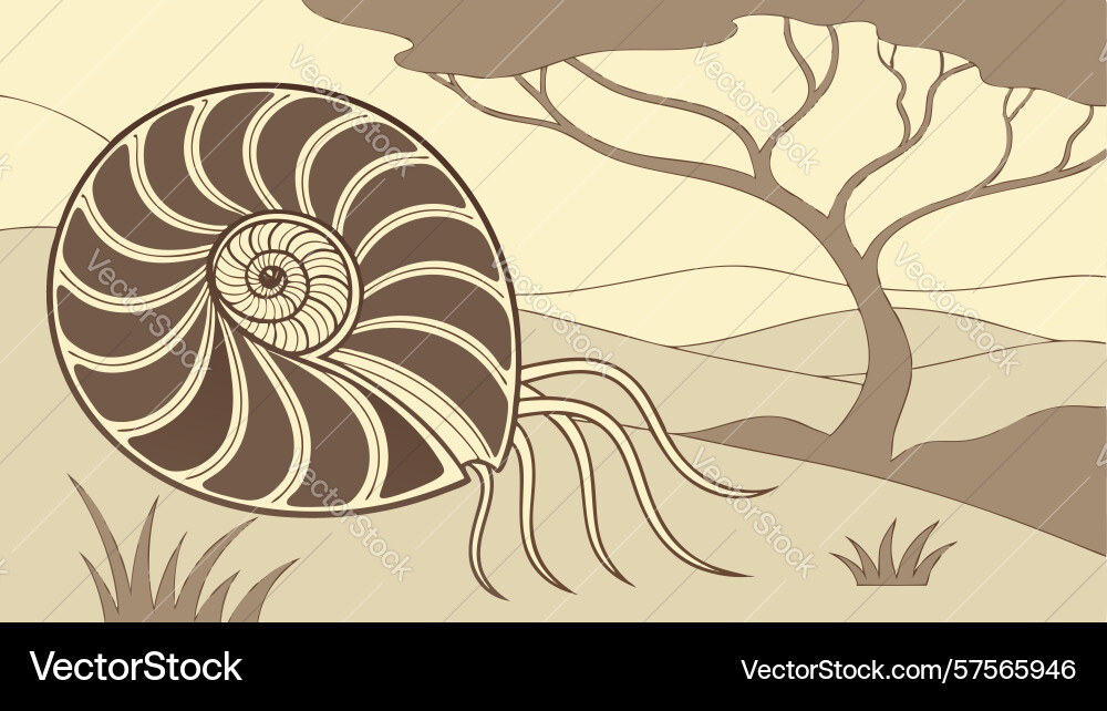 Nautilus shell with floating organic elements Vector Image