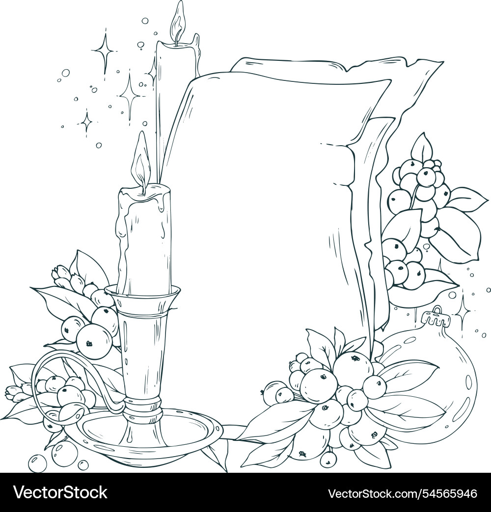 Papyrus paper sheets for text empty with candle Papyrus paper sheets for text empty with candle Vector Image