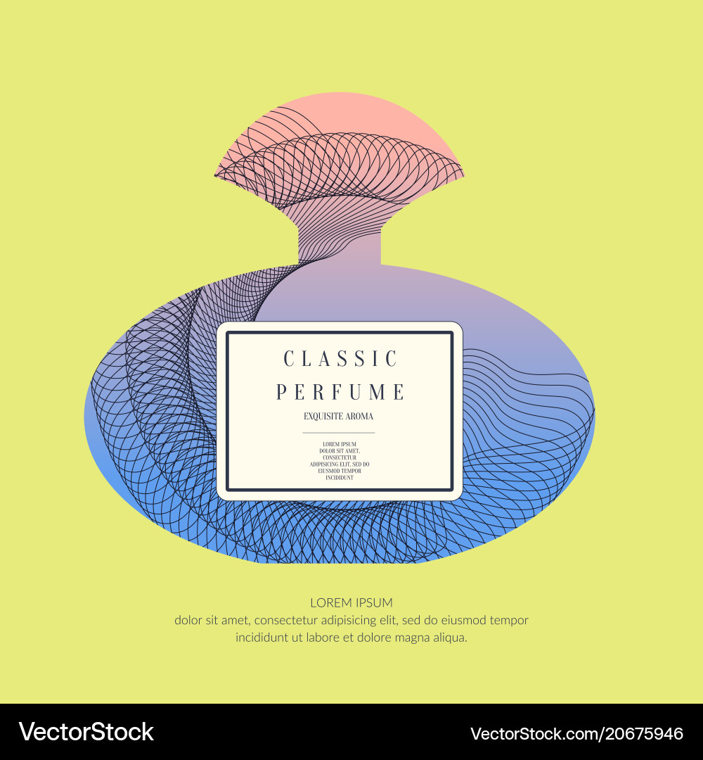 Perfume bottle with dynamic lines and waves Vector Image