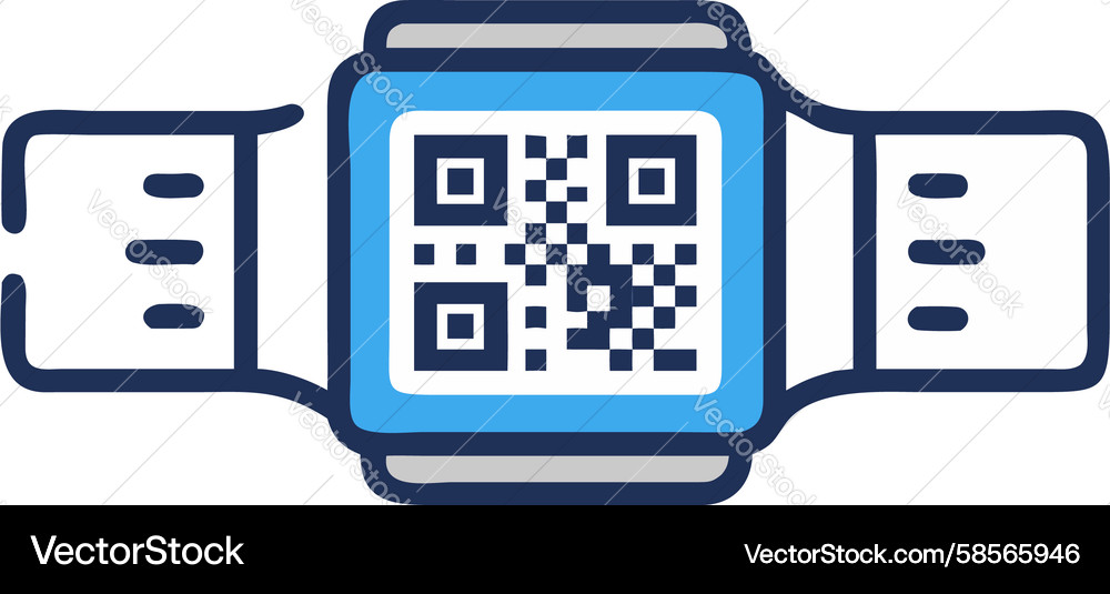 Smartwatch with QR Code Icon Vector Image