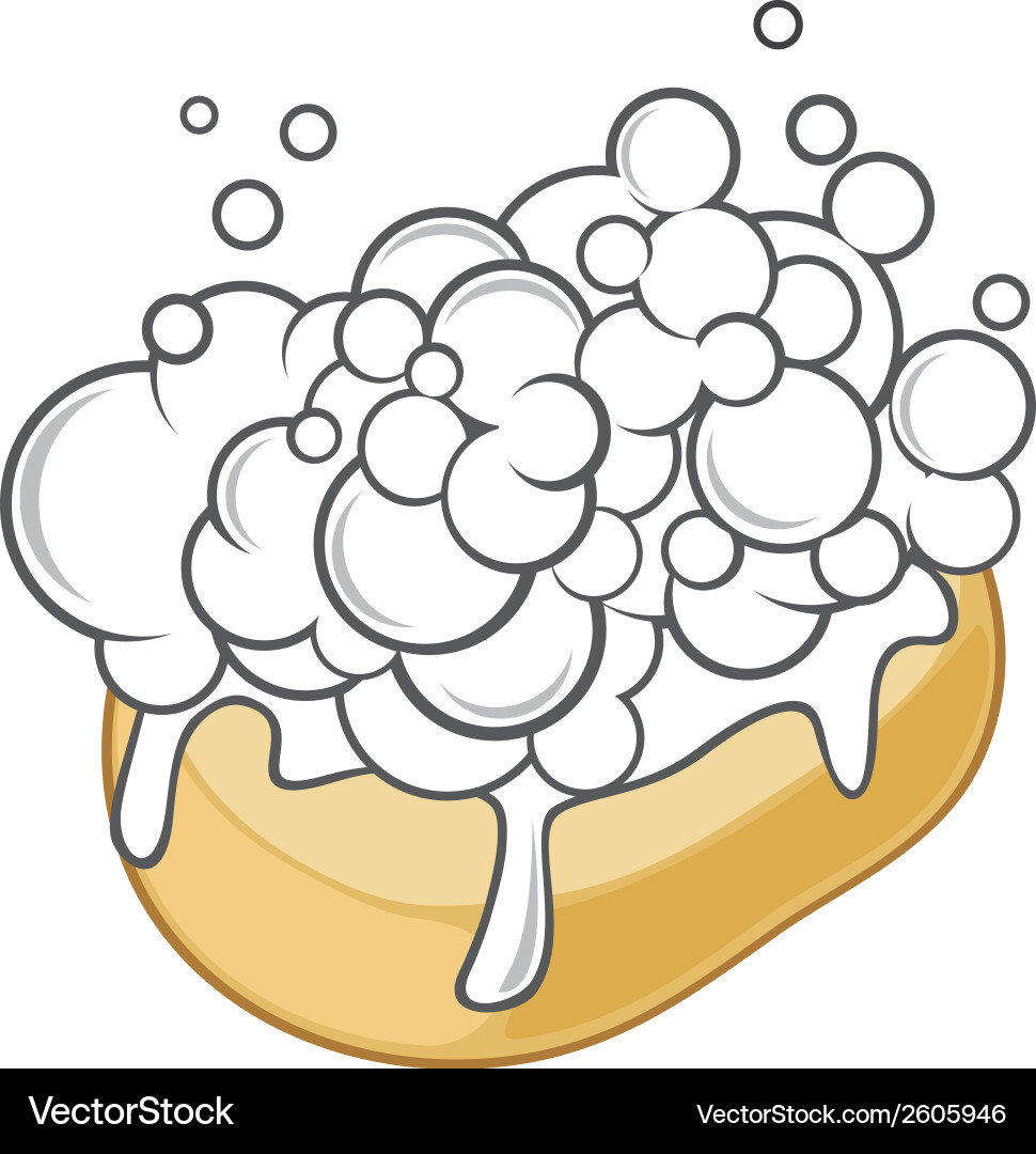 Wet Soap with Bubbles Vector Image