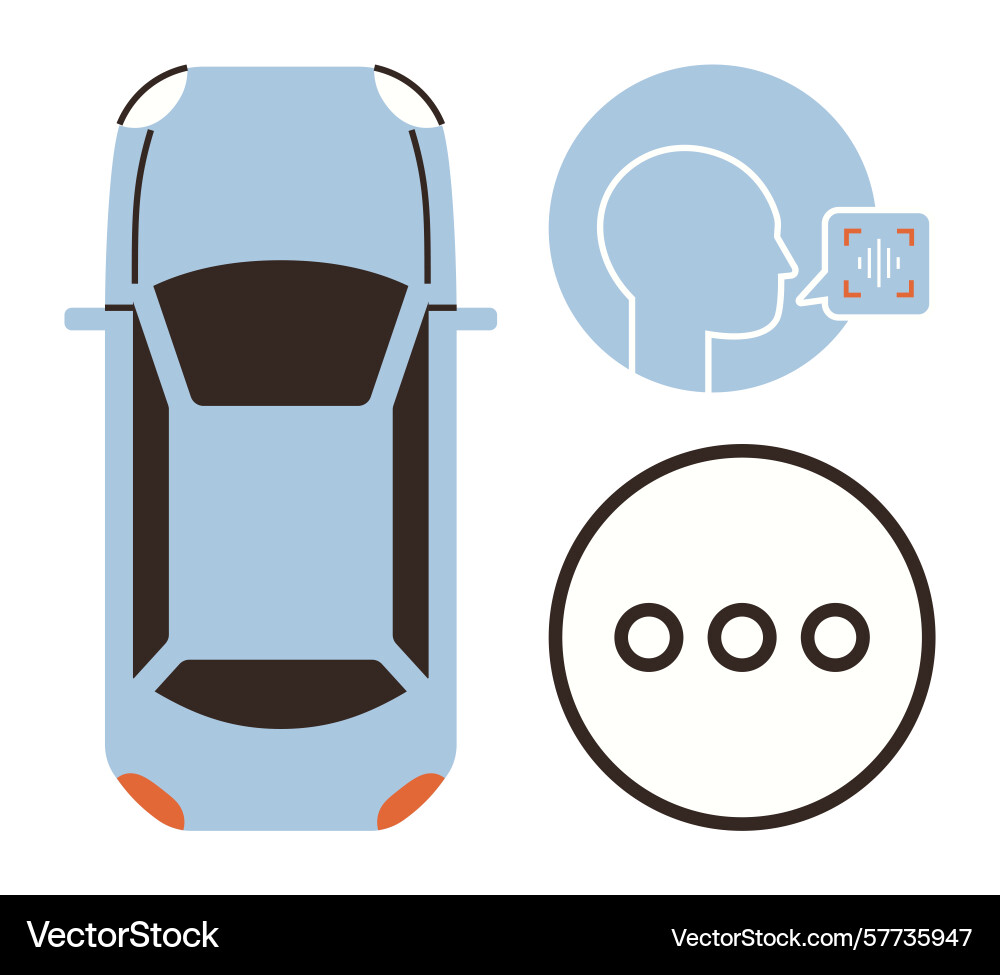 Autonomous vehicle and voice command concept Autonomous vehicle and voice command concept vector image