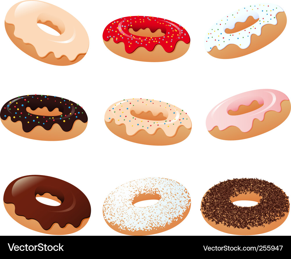 Bunte Donuts Set Vektorbild