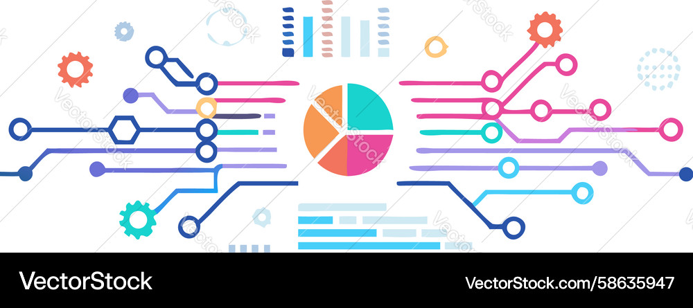 Data Cube Network System Vector Image