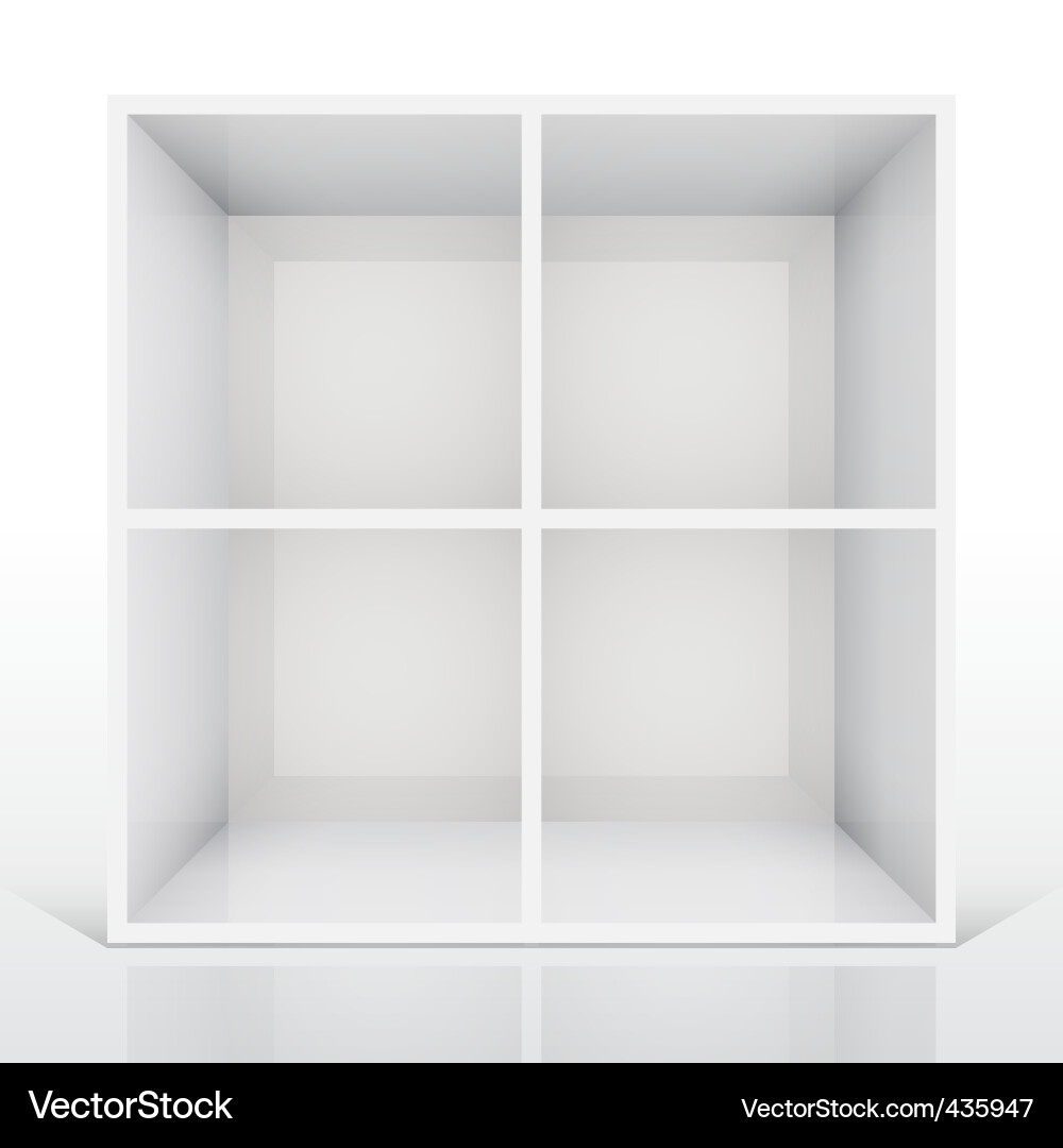 Empty White Bookshelf 3D Render vector image