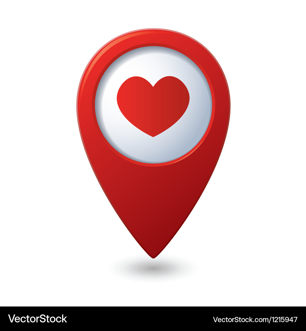 Heart Pointer Location Icon Vector Image